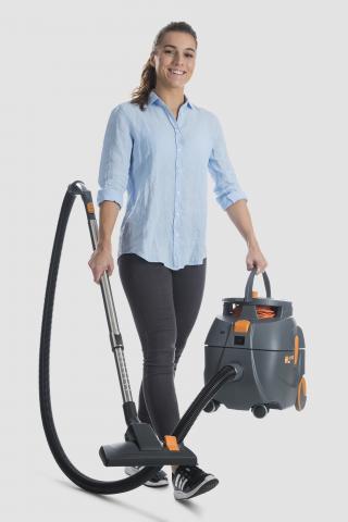 Taski Aero 8 Plus Ultra Quiet Canister Vacuum in use